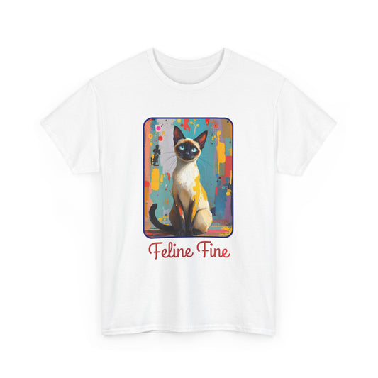 Feline Fine Cat Shirt - Funny Cat Pun T-Shirt for Cat Lovers, Cat Mom, Cat Dad Gift