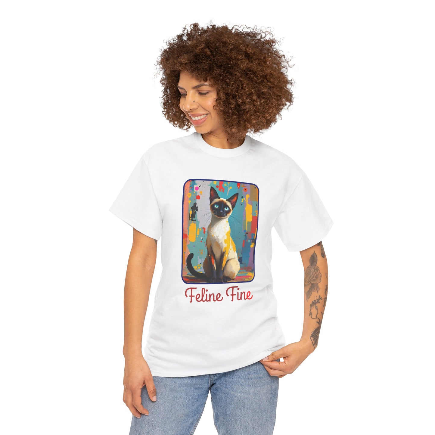 Feline Fine Cat Shirt - Funny Cat Pun T-Shirt for Cat Lovers, Cat Mom, Cat Dad Gift