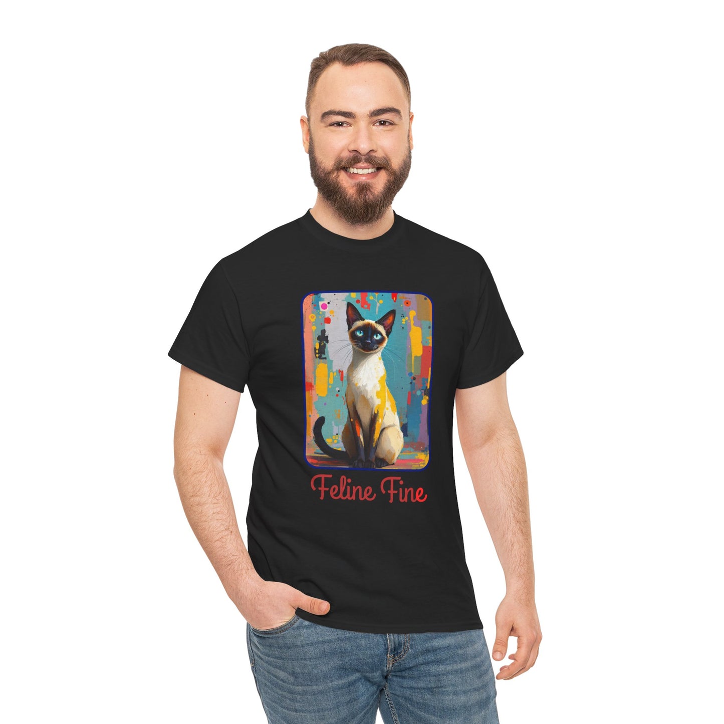 Feline Fine Cat Shirt - Funny Cat Pun T-Shirt for Cat Lovers, Cat Mom, Cat Dad Gift